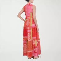 Jessica Howard Womens Petite Sleeveless Abstract Maxi Dress