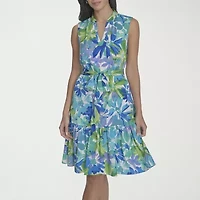 Jessica Howard Womens Petite Sleeveless Fit + Flare Dress