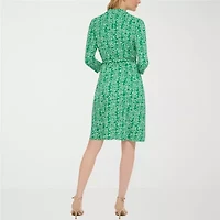 Jessica Howard Womens Petite 3/4 Sleeve Floral Fit + Flare Dress