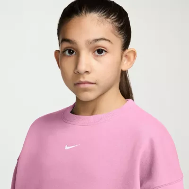 Nike Big Kid Girls Crew Neck Fleece Long Sleeve Sweatshirt