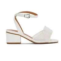 Christie & Jill Amira Little Big Kid Girls Round Open Toe Block Heel Pumps