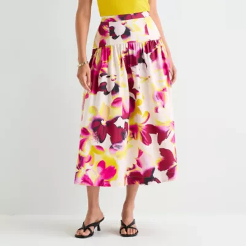 Worthington Womens Midi Full Skirt