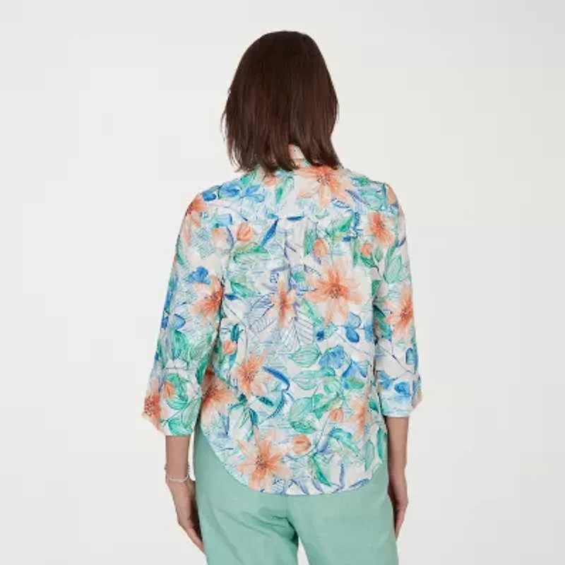 Alfred Dunner Womens 3/4 Sleeve Blouse