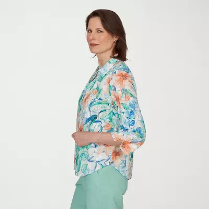 Alfred Dunner Womens 3/4 Sleeve Blouse