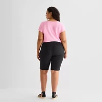 St. John's Bay Womens 11" Plus Easy-on + Easy-off Bermuda Short