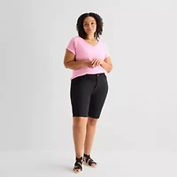 St. John's Bay Womens 11" Plus Easy-on + Easy-off Bermuda Short