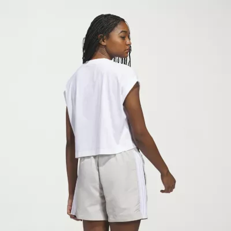 adidas Womens Crew Neck Short Sleeve Active Crop Top