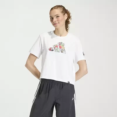 adidas Womens Crew Neck Short Sleeve Active Crop Top