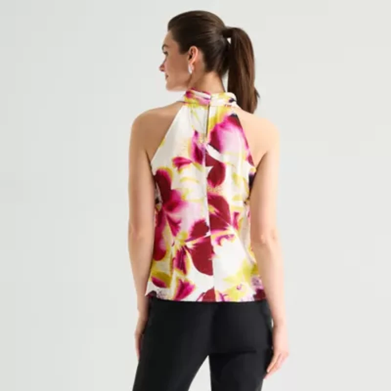 Worthington Womens Halter Neck Sleeveless Blouse