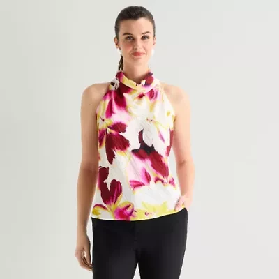 Worthington Womens Halter Neck Sleeveless Blouse