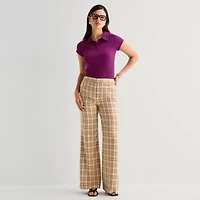 Worthington Womens Short Sleeve Rib Polo Shirt