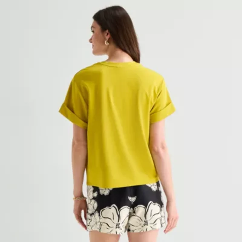 Worthington Womens Crew Neck Short Sleeve T-Shirt