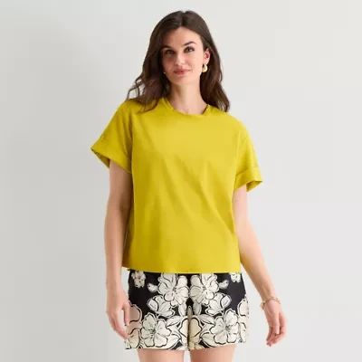 Worthington Womens Crew Neck Short Sleeve T-Shirt