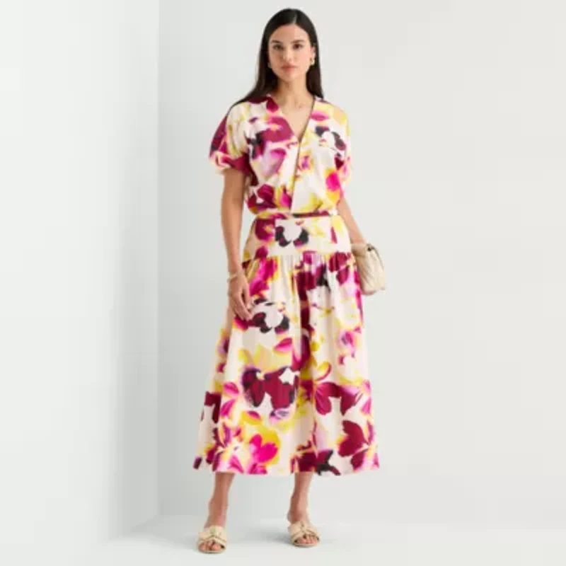 Worthington Womens V Neck Short Sleeve Blouse