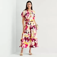 Worthington Womens V Neck Short Sleeve Blouse