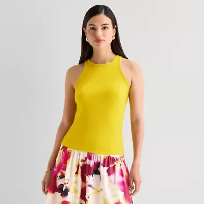 Worthington Womens Crew Neck Sleeveless Tank Top