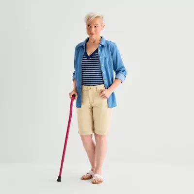 St. John's Bay Womens 11" Adaptive Easy-on + Easy-off Bermuda Short