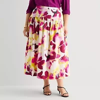 Worthington Womens Plus Midi Full Skirt