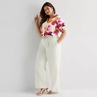 Worthington Womens Plus Cuffed Long Sleeve Slim Fit Button-Down Shirt