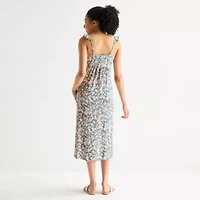 Arizona Womens Juniors Sleeveless Floral Midi Slip Dress