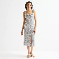 Arizona Womens Juniors Sleeveless Floral Midi Slip Dress