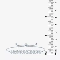 Yes, Please! "Mom" Womens 1/10 CT. T.W. Natural White Diamond Sterling Silver Heart Bolo Bracelet