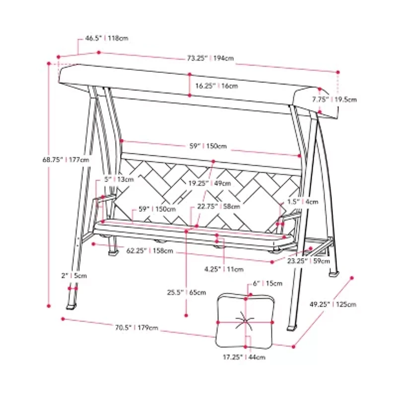 Patio Swing with Canopy and Cushions
