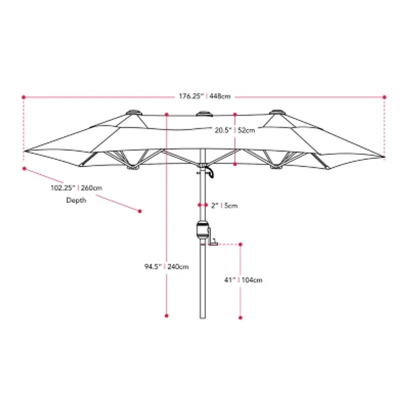 15 Feet Double Patio Umbrella