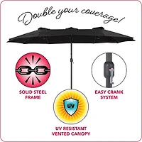 15 Feet Double Patio Umbrella