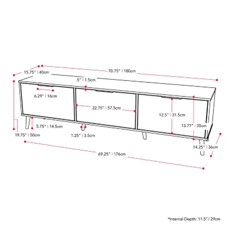 3 Door Wooden TV Stand