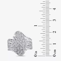 Diamond Blossom Womens 3 CT. T.W. Lab Grown White 10K or Yellow Gold Cluster Cocktail Ring