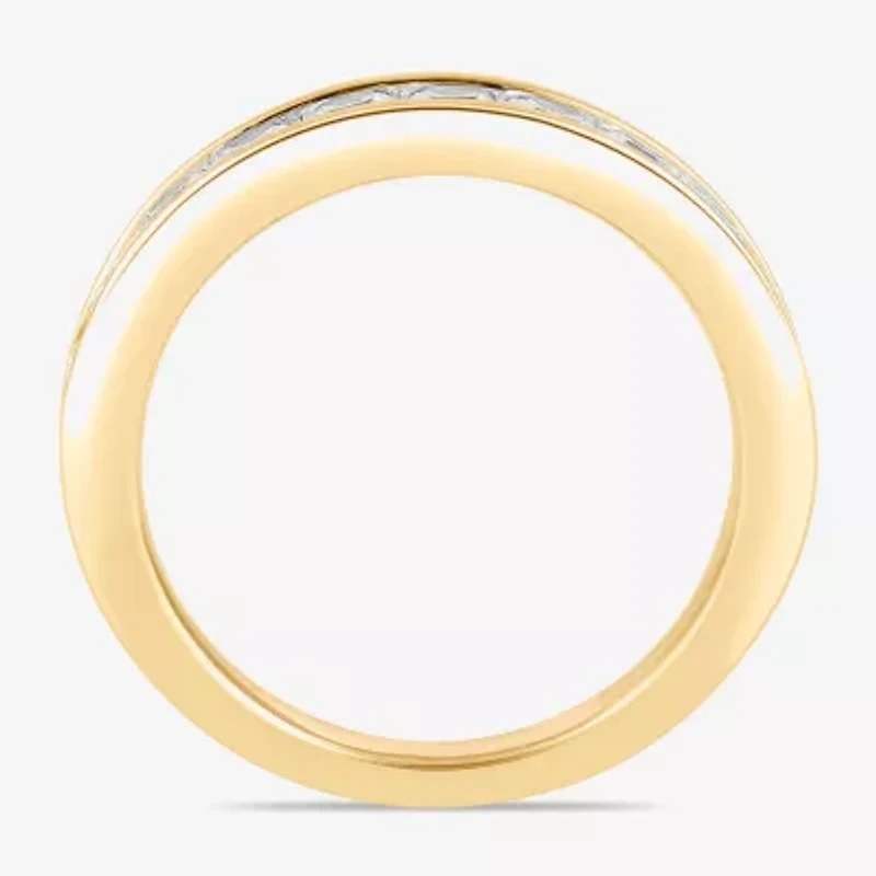 (F / Si2) Womens 1 1/2 CT. Lab Grown White Diamond 10K Gold Anniversary Band
