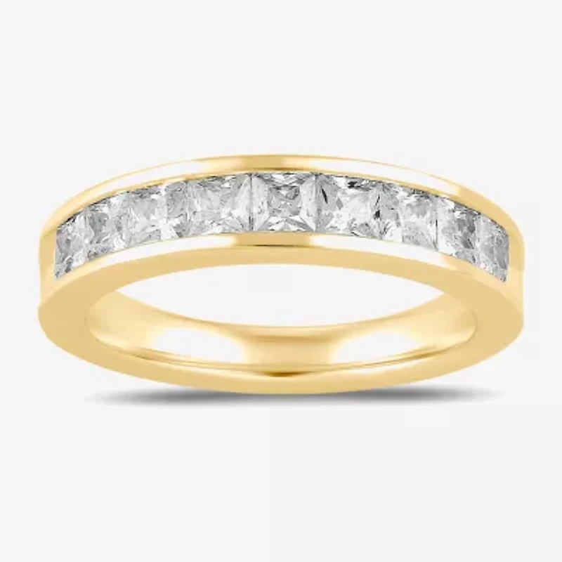 (F / Si2) Womens 1 1/2 CT. Lab Grown White Diamond 10K Gold Anniversary Band
