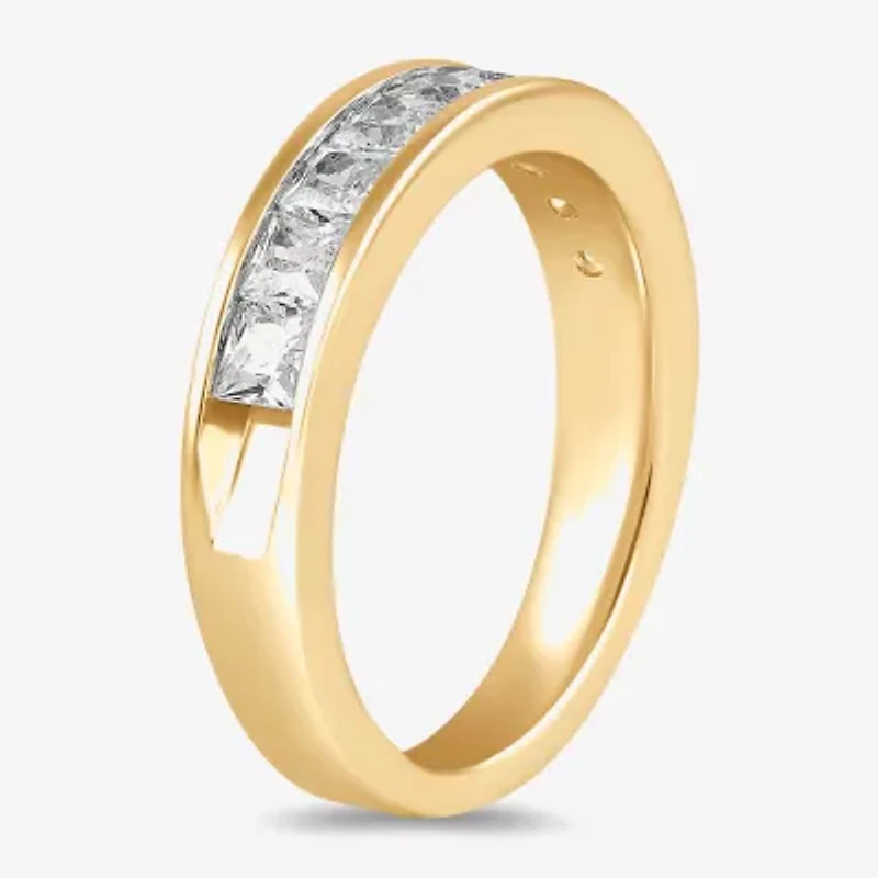 (F / Si2) Womens 1 1/2 CT. Lab Grown White Diamond 10K Gold Anniversary Band
