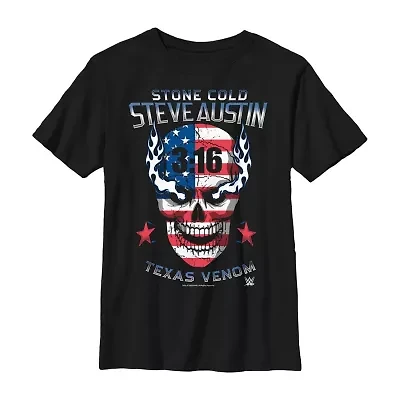 Little & Big Kid Boys Crew Neck Short Sleeve Flag Regular Fit WWE Graphic T-Shirt
