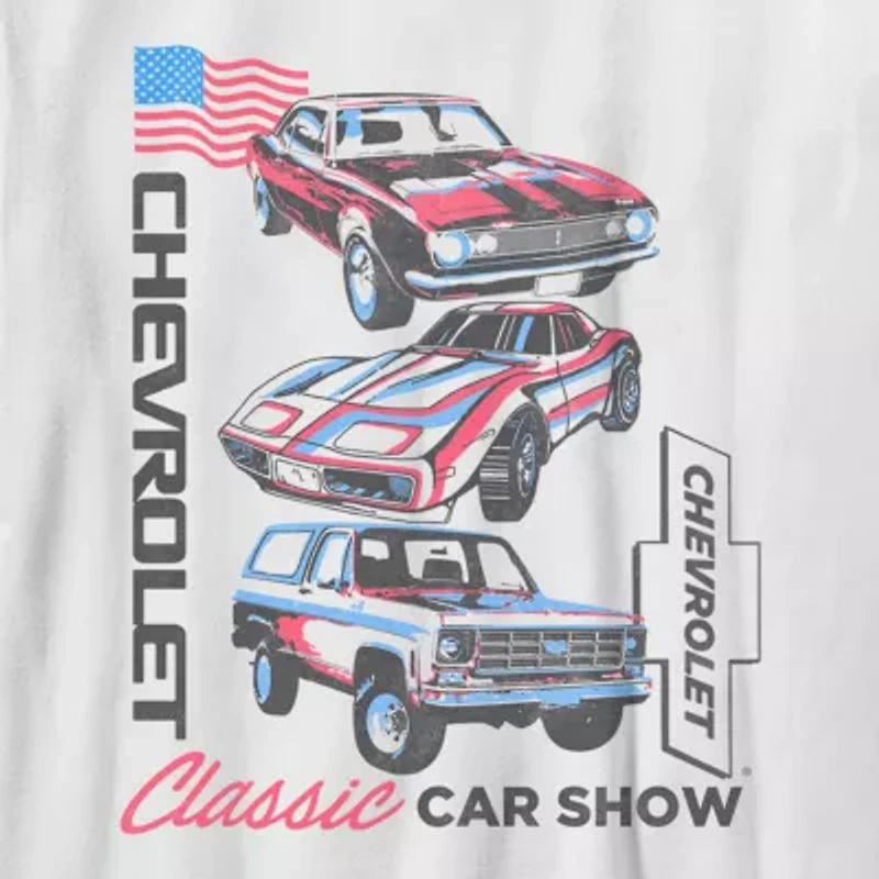 Chevrolet Little & Big Kid Boys Crew Neck Short Sleeve Flag Regular Fit Graphic T-Shirt
