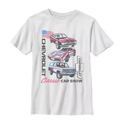 Chevrolet Little & Big Kid Boys Crew Neck Short Sleeve Flag Regular Fit Graphic T-Shirt