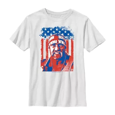 Little & Big Kid Boys Crew Neck Short Sleeve Flag Regular Fit WWE Graphic T-Shirt