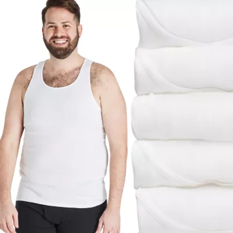 Hanes Mens Crew Neck Sleeveless 5 Pack Big Tank