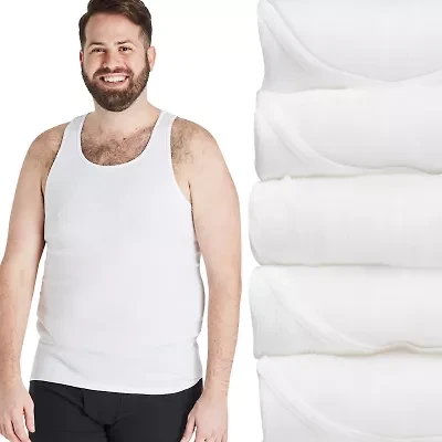 Hanes Mens Crew Neck Sleeveless 5 Pack Big Tank