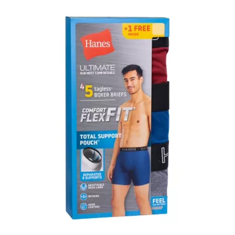 Hanes Ultimate Comfort Flex Fit Total Support Pouch Bonus Pack Mens 5 Boxer Briefs Ufsb51