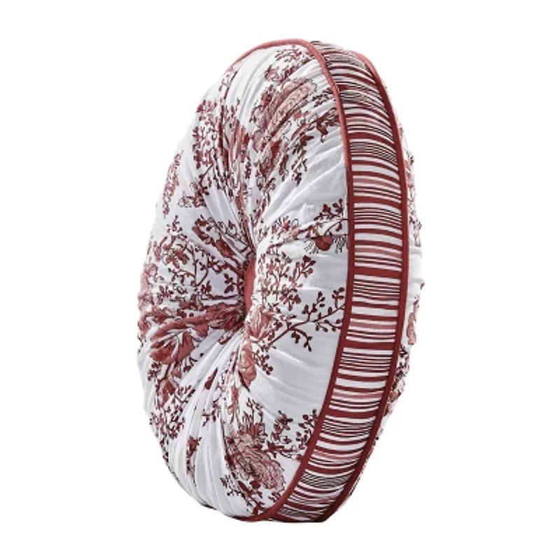 Laurel Manor Toile Garden Round Throw Pillow