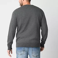 St. John's Bay Fine Gauge Mens V Neck Long Sleeve Pullover Sweater