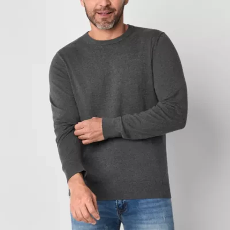 St. John's Bay Fine Gauge Mens Crew Neck Long Sleeve Pullover Sweater