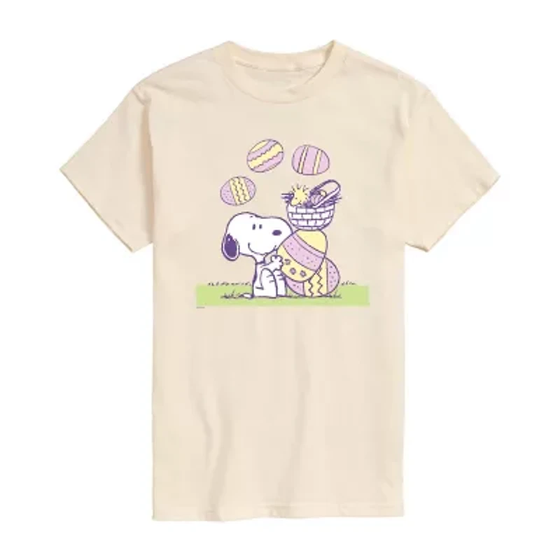 Womens Crew Neck Short Sleeve Regular Fit Peanuts Snoopy Juniors Graphic T-Shirt