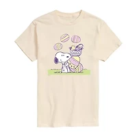 Womens Crew Neck Short Sleeve Regular Fit Peanuts Snoopy Juniors Graphic T-Shirt
