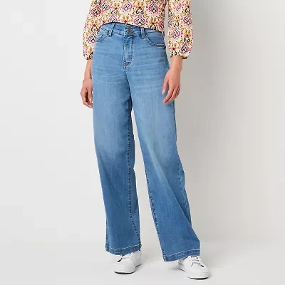 St. John's Bay Womens Tall High Rise Wide Leg Jean
