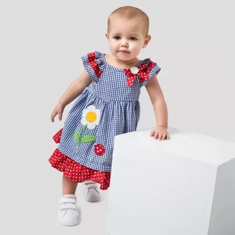 Rare Editions Baby Girls Short Sleeve Flutter Sleeve Fit + Flare Dress