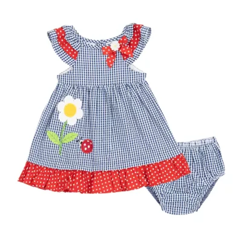 Rare Editions Baby Girls Short Sleeve Flutter Sleeve Fit + Flare Dress
