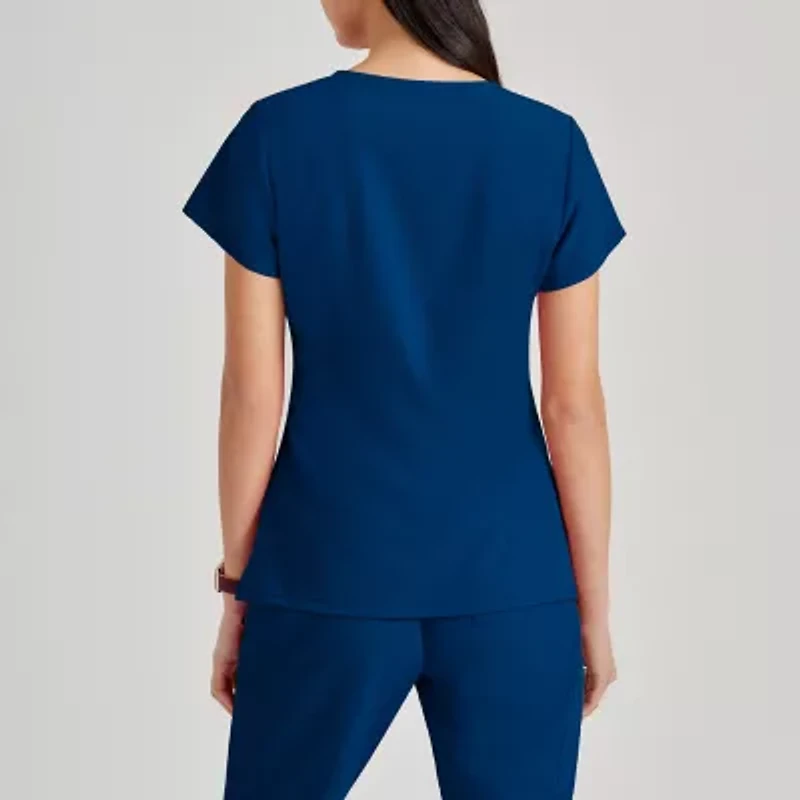 Barco Unify But167 Purpose 4-Pocket Womens Plus Tall V Neck Short Sleeve Stretch Fabric Moisture Wicking Wrinkle Resistant Scrub Top